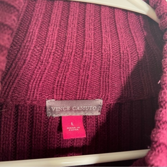 Vince Camuto Mock Neck Sweater Ribbed Burgundy - Picture 13 of 15